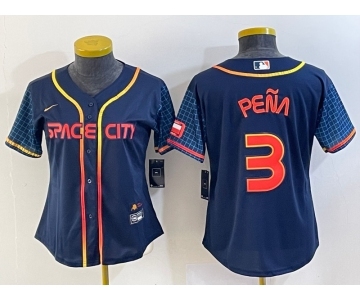 Women's Houston Astros #3 Jeremy Pena 2022 Navy Blue City Connect Cool Base Stitched Jersey