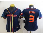 Women's Houston Astros #3 Jeremy Pena 2022 Navy Blue City Connect Flex Base Stitched Baseball Jersey