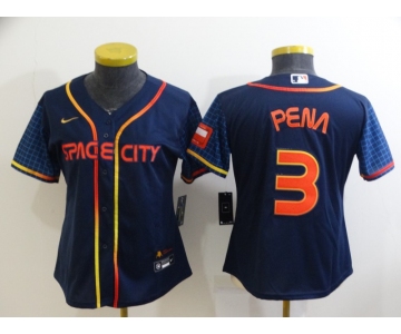 Women's Houston Astros #3 Jeremy Pena 2022 Navy Blue City Connect Flex Base Stitched Baseball Jersey