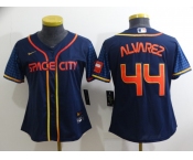 Women's Houston Astros #44 Yordan Alvarez 2022 Navy Blue City Connect Cool Base Stitched Jersey