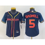 Women's Houston Astros #5 Jeff Bagwell 2022 Navy Blue City Connect Cool Base Stitched Jersey