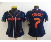 Women's Houston Astros #7 Craig Biggio 2022 Navy Blue City Connect Cool Base Stitched Jersey