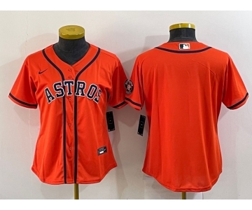 Women's Houston Astros Blank Orange With Patch Stitched MLB Cool Base Nike Jersey