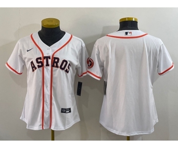 Women's Houston Astros Blank White With Patch Stitched MLB Cool Base Nike Jersey