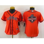 Women's Houston Astros Orange Champions Big Logo With Patch Stitched MLB Cool Base Nike Jersey