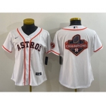 Women's Houston Astros White Champions Big Logo With Patch Stitched MLB Cool Base Nike Jersey