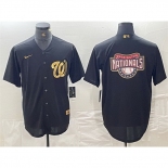 Men Washington Nationals Black Team Big Logo Cool Base Stitched Baseball Jersey