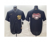 Men Washington Nationals Black Team Big Logo Cool Base Stitched Baseball Jersey