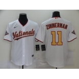 Men's Nike Washington Nationals #11 Ryan Zimmerman White Gold Cool Base Home Stitched Baseball Jersey