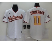 Men's Nike Washington Nationals #11 Ryan Zimmerman White Gold Cool Base Home Stitched Baseball Jersey