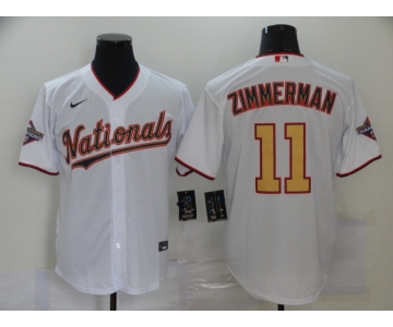 Men's Nike Washington Nationals #11 Ryan Zimmerman White Gold Cool Base Home Stitched Baseball Jersey