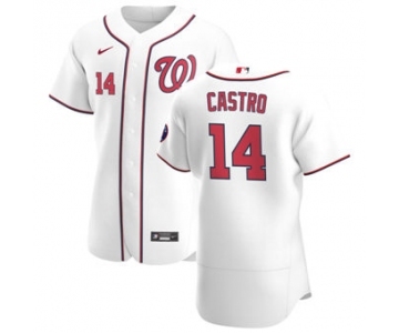 Men's Nike Washington Nationals #14 Starlin Castro White Home 2020 Authentic Player Baseball Jersey