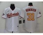 Men's Nike Washington Nationals #31 Max Scherzer White Gold Cool Base Home Stitched Baseball Jersey