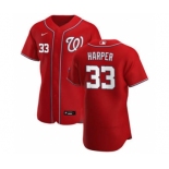 Men's Nike Washington Nationals #33 Ryne Harper Red Alternate 2020 Authentic Player Baseball Jersey