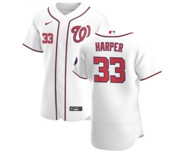 Men's Nike Washington Nationals #33 Ryne Harper White Home 2020 Authentic Player Baseball Jersey