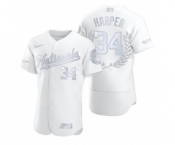 Men's Nike Washington Nationals #34 Bryce Harper Platinum Baseball MVP Limited Player Edition Jersey