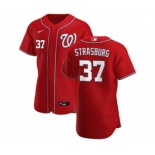 Men's Nike Washington Nationals #37 Stephen Strasburg Red Alternate 2020 Authentic Player Baseball Jersey