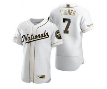 Men's Nike Washington Nationals #7 Trea Turner White 2020 Authentic Golden Edition Baseball Jersey