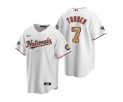 Men's Nike Washington Nationals #7 Trea Turner White Alternate 2020 Gold Program Baseball Player Jersey