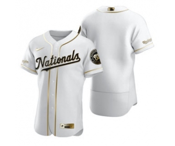 Men's Nike Washington Nationals Blank White 2020 Authentic Golden Edition Baseball Jersey