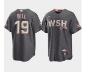 Men's Washington Nationals #19 Josh Bell 2022 Grey City Connect Cherry Blossom Cool Base Stitched Jersey