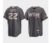 Men's Washington Nationals #22 Juan Soto 2022 Grey City Connect Cherry Blossom Cool Base Stitched Jersey