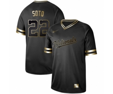 Men's Washington Nationals #22 Juan Soto Authentic Black Gold Fashion Baseball Jersey