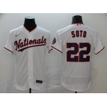 Men's Washington Nationals #22 Juan Soto White Road Flex Base Authentic Collection Baseball Jersey