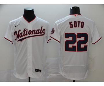 Men's Washington Nationals #22 Juan Soto White Road Flex Base Authentic Collection Baseball Jersey