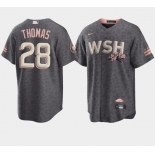 Men's Washington Nationals #28 Lane Thomas 2022 Grey City Connect Cherry Blossom Cool Base Stitched Jersey