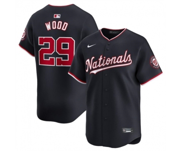 Men's Washington Nationals #29 James Wood Navy 2024 Alternate Limited Stitched Baseball Jersey