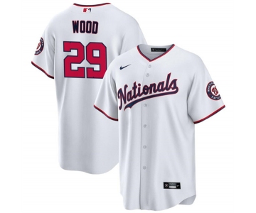 Men's Washington Nationals #29 James Wood White 2024 Home Limited Stitched Baseball Jersey