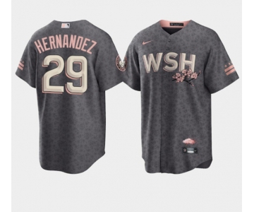 Men's Washington Nationals #29 Yadiel Hernandez 2022 Grey City Connect Cherry Blossom Cool Base Stitched Jersey