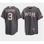 Men's Washington Nationals #3 Alcides Escobar 2022 Grey City Connect Cherry Blossom Cool Base Stitched Jersey