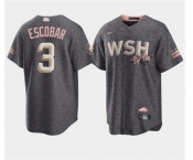 Men's Washington Nationals #3 Alcides Escobar 2022 Grey City Connect Cherry Blossom Cool Base Stitched Jersey