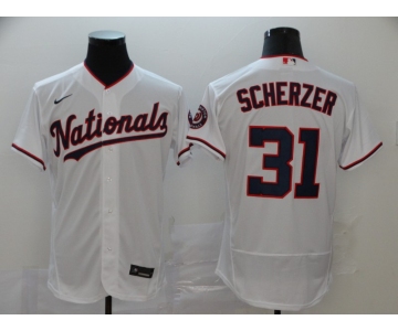 Men's Washington Nationals #31 Max Scherzer White  Flex Base Authentic Collection Baseball Jersey