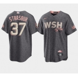 Men's Washington Nationals #37 Stephen Strasburg 2022 Grey City Connect Cherry Blossom Cool Base Stitched Jersey