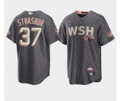 Men's Washington Nationals #37 Stephen Strasburg 2022 Grey City Connect Cherry Blossom Cool Base Stitched Jersey