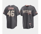 Men's Washington Nationals #46 Patrick Corbin 2022 Grey City Connect Cherry Blossom Cool Base Stitched Jersey