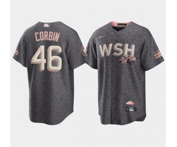 Men's Washington Nationals #46 Patrick Corbin 2022 Grey City Connect Cherry Blossom Cool Base Stitched Jersey