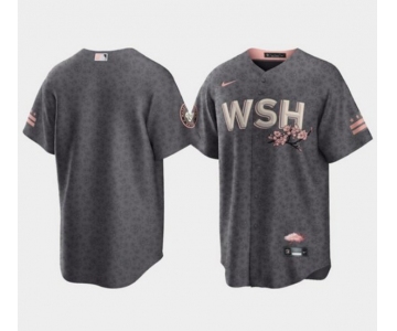 Men's Washington Nationals Blank 2022 Grey City Connect Cherry Blossom Cool Base Stitched Jersey