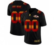 Men's Baltimore Ravens Custom Black Red Orange Stripe Vapor Limited Football Jersey