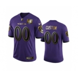 Men's Baltimore Ravens Custom Purple Team 25th Season Golden Limited Football Jersey