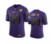 Men's Baltimore Ravens Custom Purple Team 25th Season Golden Limited Football Jersey