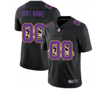 Men's Baltimore Ravens Custom Team Logo Dual Overlap Limited Football Jersey Black