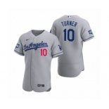 Los Angeles Dodgers #10 Justin Turner Gray 2020 World Series Champions Road Authentic Jersey