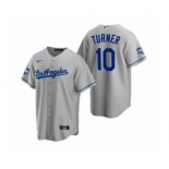 Los Angeles Dodgers #10 Justin Turner Gray 2020 World Series Champions Road Replica Jersey