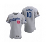 Los Angeles Dodgers #10 Justin Turner Nike Gray 2020 World Series Authentic Road Jersey