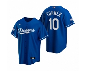 Los Angeles Dodgers #10 Justin Turner Royal 2020 World Series Champions Replica Jersey