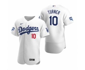 Los Angeles Dodgers #10 Justin Turner White 2020 World Series Champions Authentic Jersey